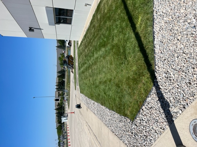 Landscaping — lawn and stone installation