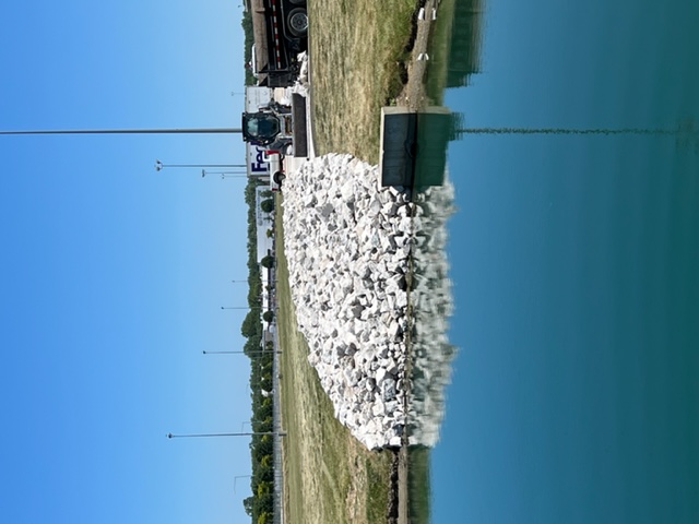 Landscaping — retention pond riprap